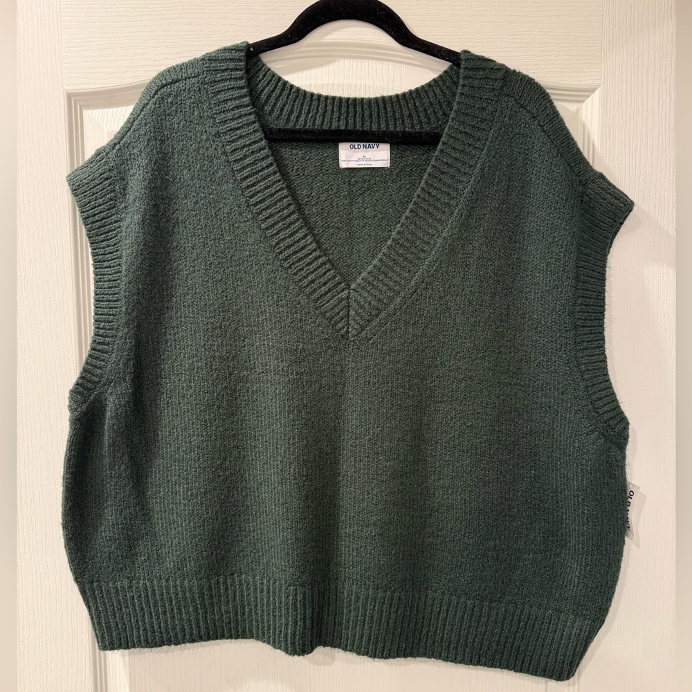 Old Navy Knit Sweater Vest | Dark Green | XL (Oversized Fit) | NWT